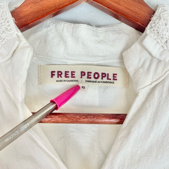 Free People Ariana Lace Trim Linen Military-Inspired Jacket White Size XS - Picture 8 of 15